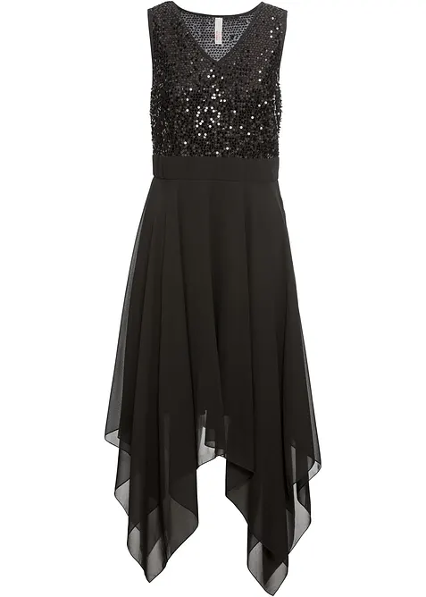 Robe midi en mousseline rehaussée de sequins, bonprix