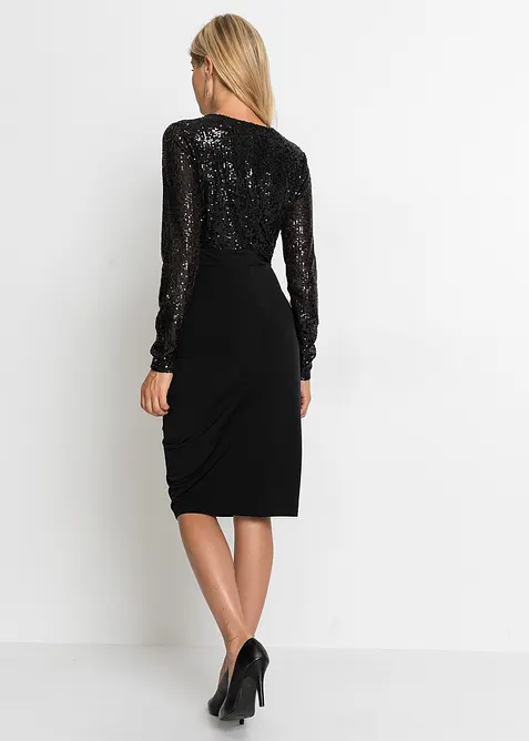 Robe en jersey à sequins et drapé, bonprix