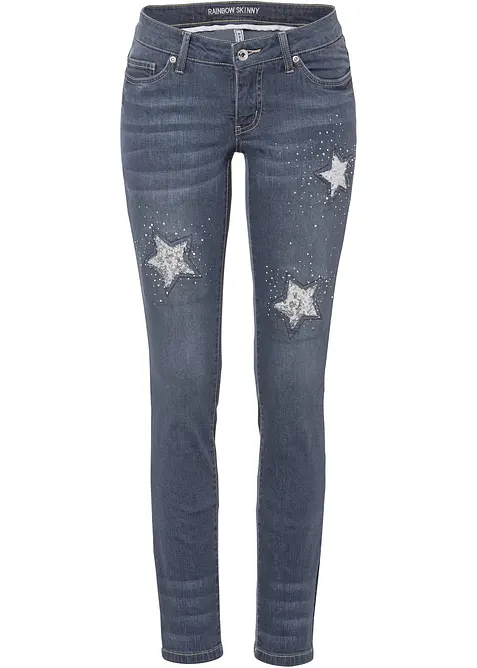 Jean skinny, taille basse, avec étoiles, bonprix