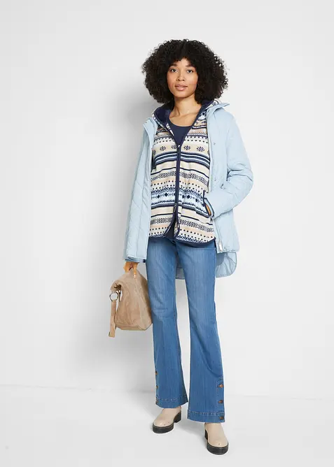 Veste polaire à capuche avec motif norvégien, bonprix