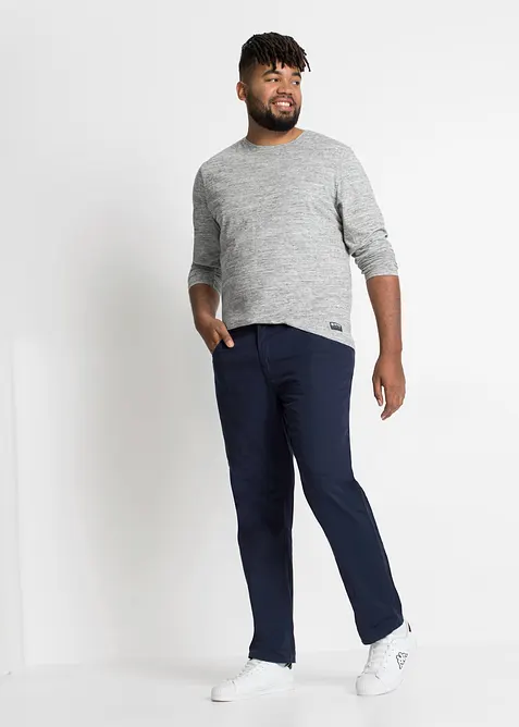 Lot de 3 T-shirts manches longues chinés en coton mélangé, bonprix