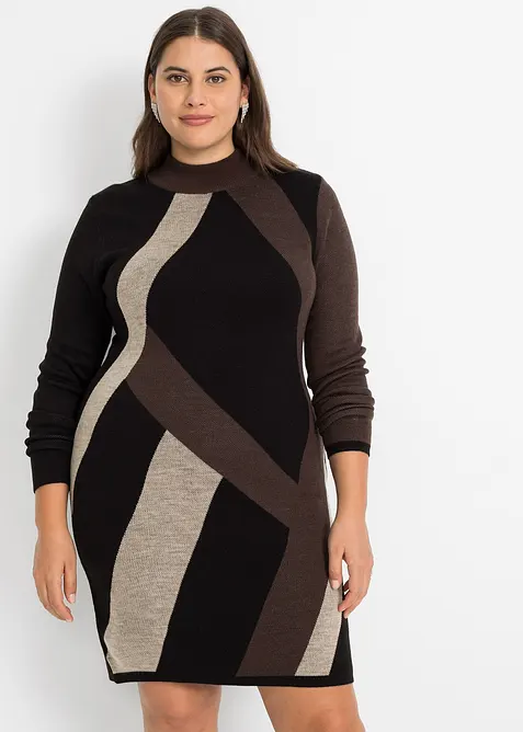 Robe en maille jacquard à rayures modernes, bonprix