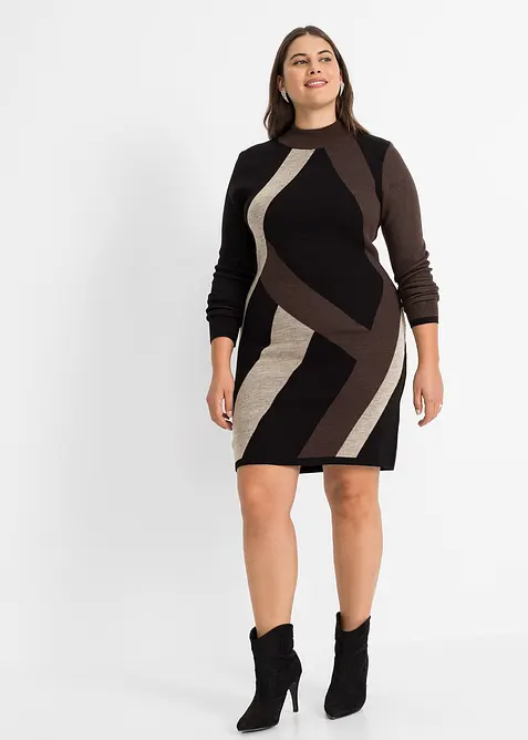 Robe en maille jacquard à rayures modernes, bonprix