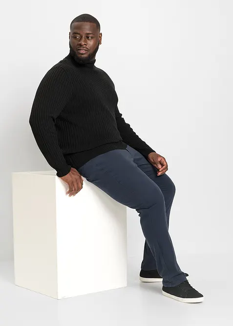 Pull col roulé en maille côtelée, coton recyclé majoritaire, bonprix