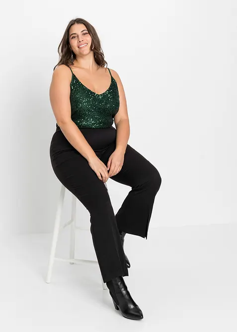 Top à bretelles fines et sequins, matière douce, bonprix