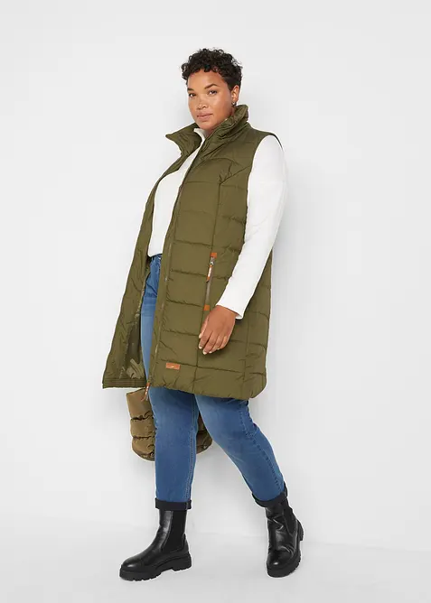 Longue doudoune sans manches à col montant, bonprix