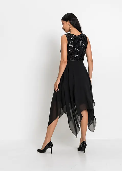Robe midi en mousseline rehaussée de sequins, bonprix
