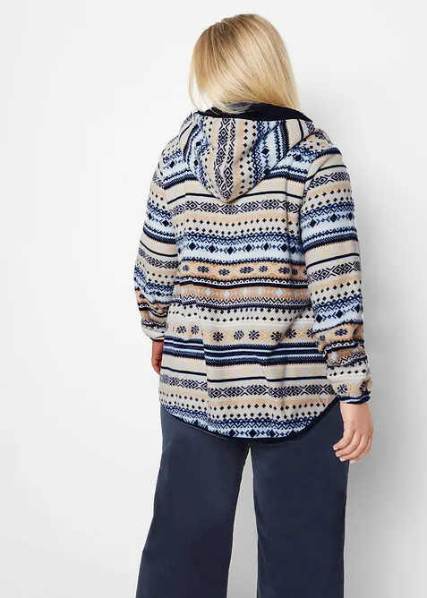 Veste polaire à capuche avec motif norvégien, bonprix