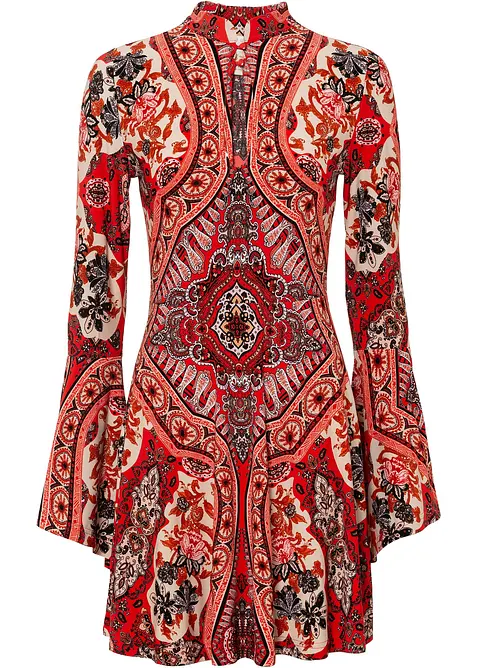 Robe en jersey avec col montant et manches volantées, bonprix