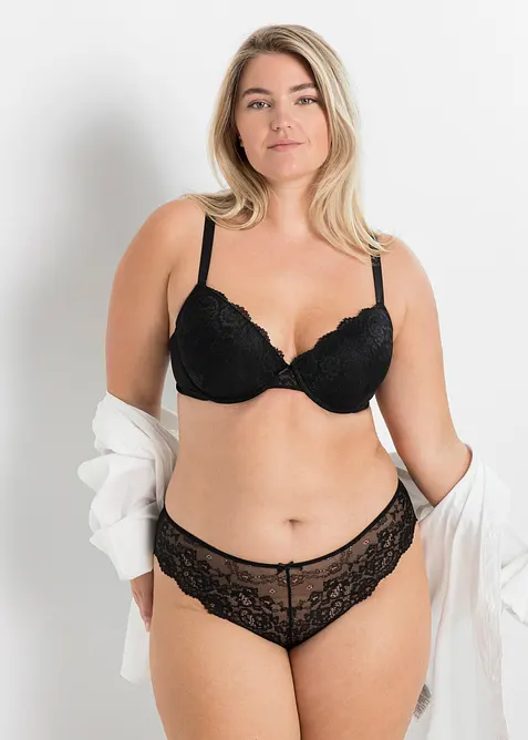 Lot de 2 slips br&eacute;siliens en dentelle d&eacute;licate, bonprix