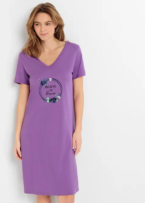 Lot de 2 chemises de nuit courtes 100% coton, bonprix