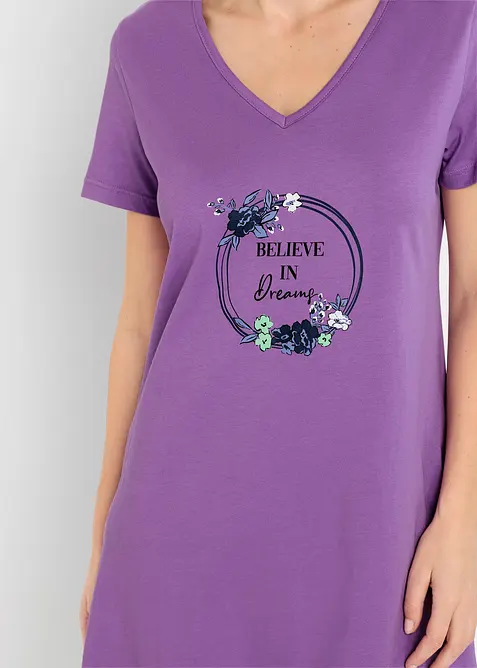 Lot de 2 chemises de nuit courtes 100% coton, bonprix