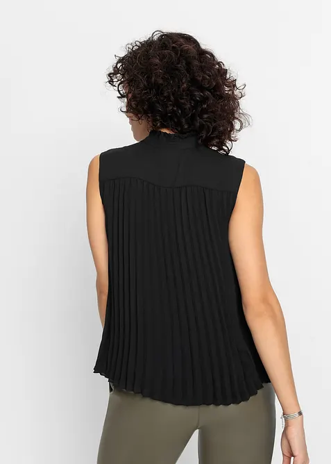 Blouse pliss&eacute;e sans manches, bonprix