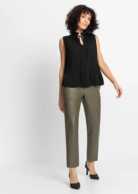 Blouse pliss&eacute;e sans manches, bonprix