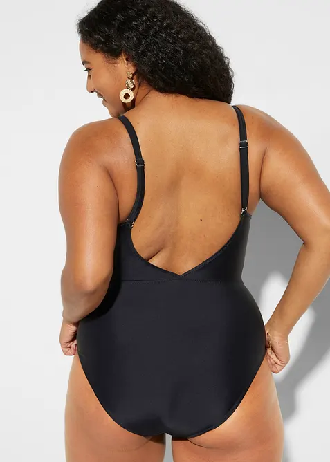 Maillot 1 pièce à découpe et volants, bonprix