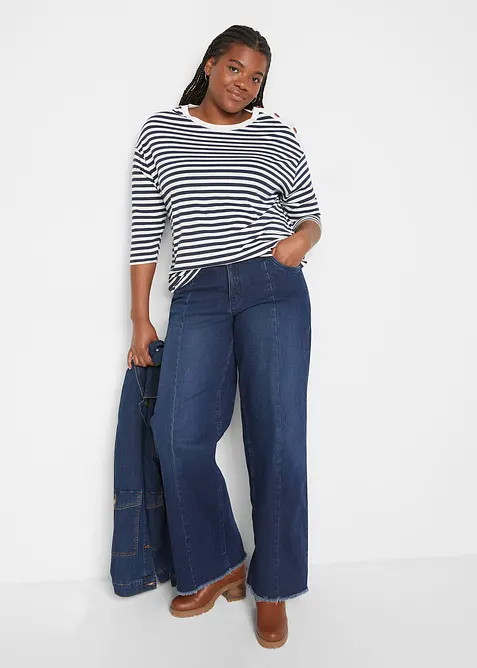 T-shirt manches longues oversize avec boutons, bonprix