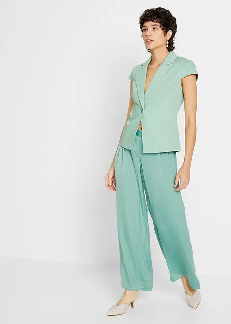 Blazer à manches courtes en satin de coton, bonprix