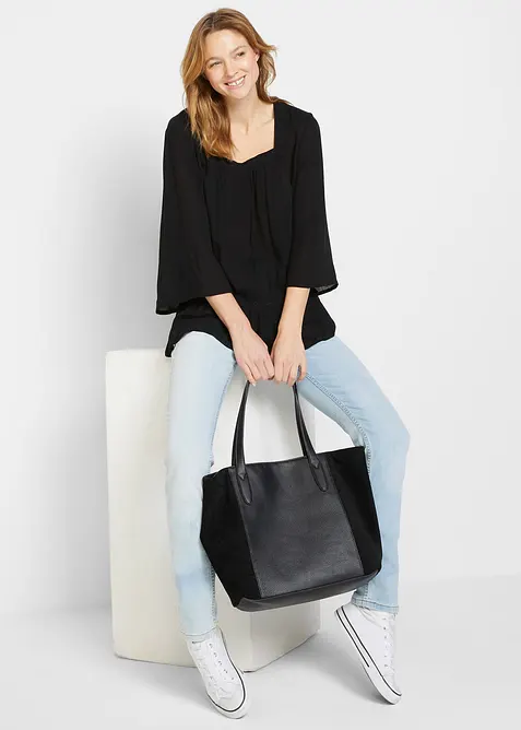 Blouse &agrave; encolure carr&eacute;e, bonprix