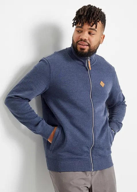 Sweat zippé à col montant et détails enduits, bonprix