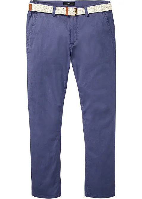 Pantalon chino droit avec taille &eacute;lastique et ceinture, regular, bonprix