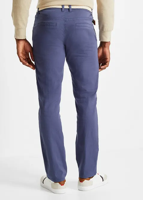 Pantalon chino droit avec taille &eacute;lastique et ceinture, regular, bonprix
