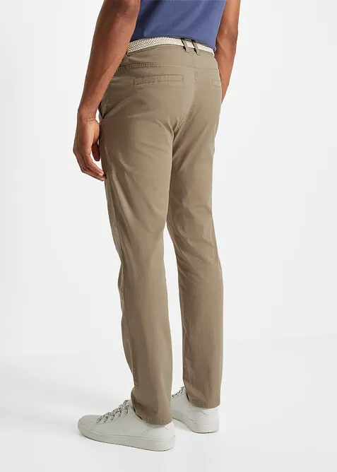 Pantalon chino droit avec taille élastique et ceinture, regular, bonprix