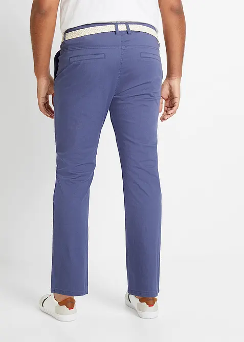 Pantalon chino droit avec taille &eacute;lastique et ceinture, regular, bonprix