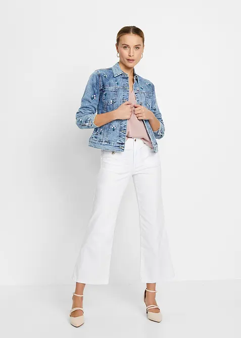 Blouse manches courtes ample en satin avec épaules descendues, bonprix