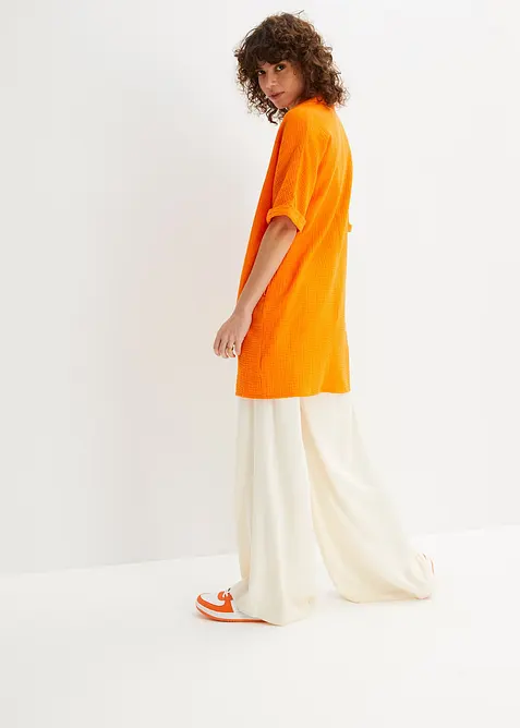 Chemisier long, oversize et doux en gaze de coton, bonprix