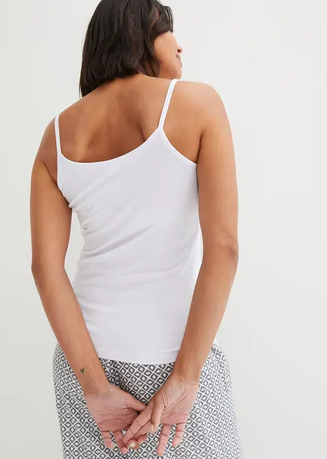 Lot de 2 tops à fines bretelles 100% coton, bonprix