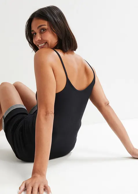 Lot de 2 tops &agrave; fines bretelles 100% coton, bonprix