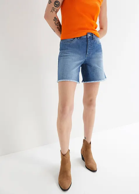Short en jean, taille mi-haute, extensible, bonprix