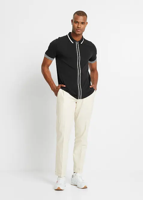 Polo zippé en maille piquée 100% coton, bonprix