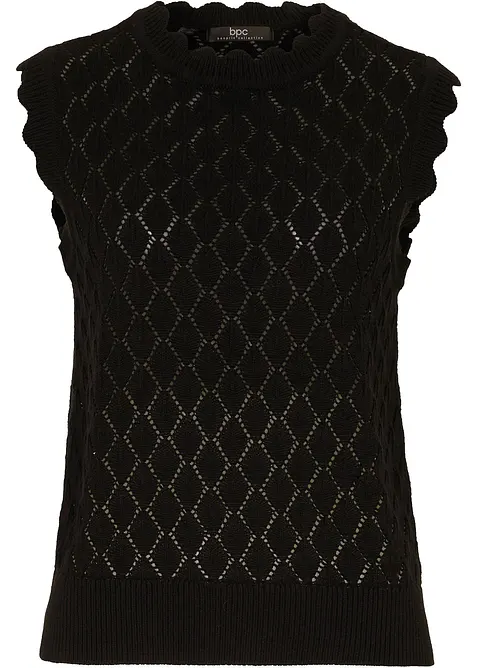 Pull sans manches en maille ajourée, bonprix