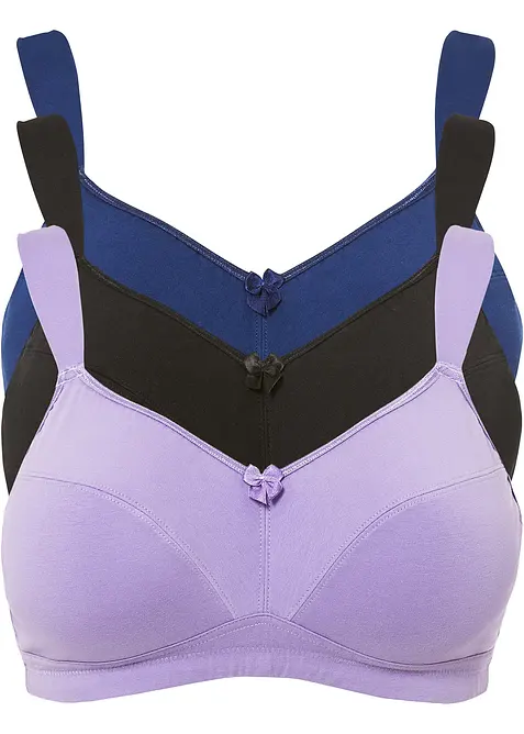 Lot de 3 soutiens-gorge coton sans armatures, bonprix