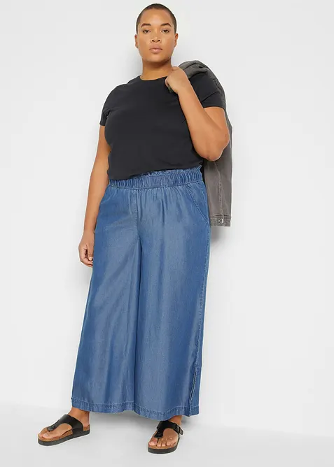 Pantalon palazzo, bas de jambes fendus, longueur 7/8, bonprix