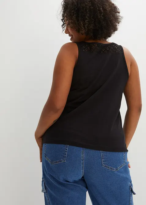 Débardeur en coton et dentelle, bonprix