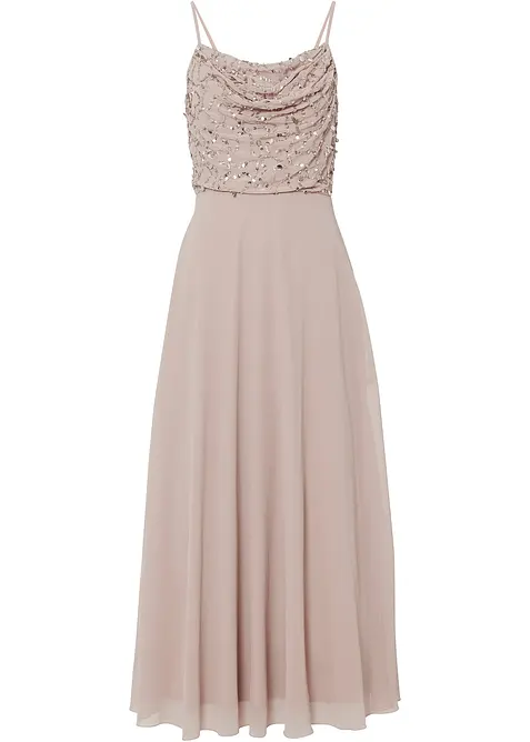 Robe à fines bretelles et haut à sequins brodés, bonprix