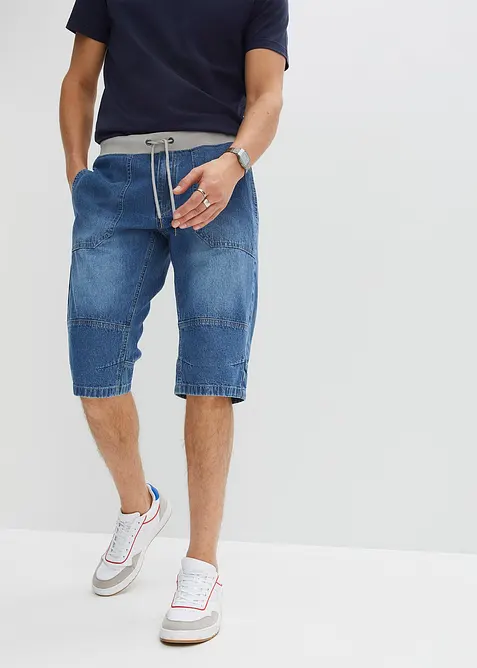 Bermuda long et léger en jean taille extensible, relaxed, bonprix