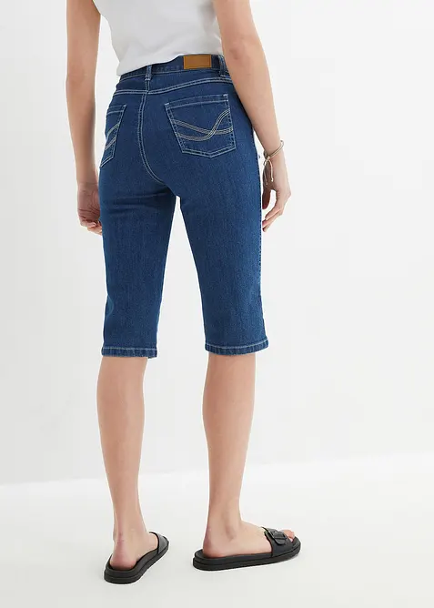Bermuda slim en jean, taille haute, bonprix