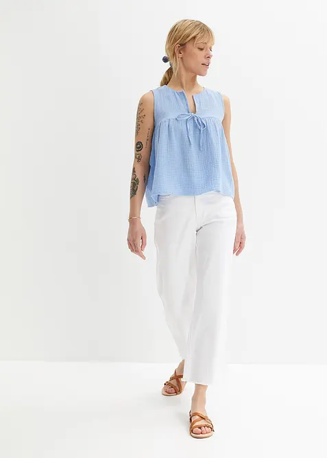 Blouse sans manches en gaze de coton, bonprix