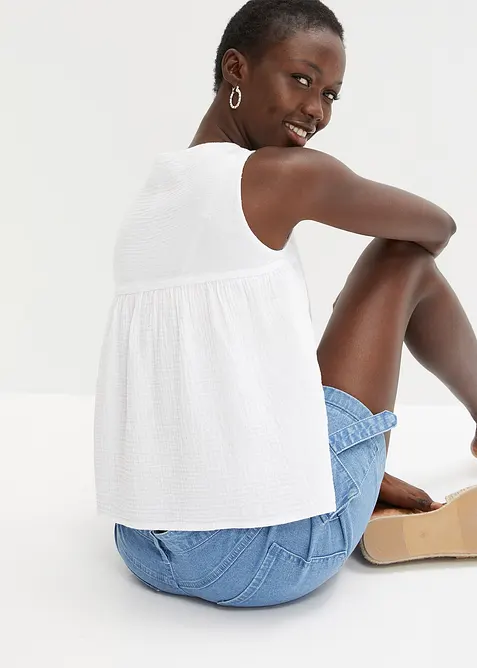 Blouse sans manches en gaze de coton, bonprix