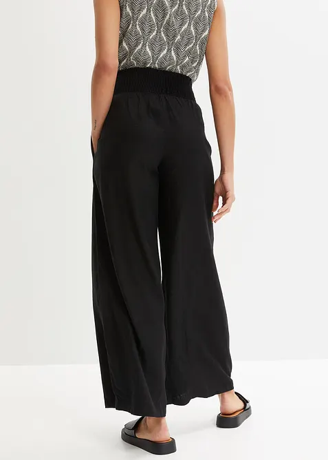 Pantalon large et l&eacute;ger &agrave; pinces en lin m&eacute;lang&eacute;, bonprix