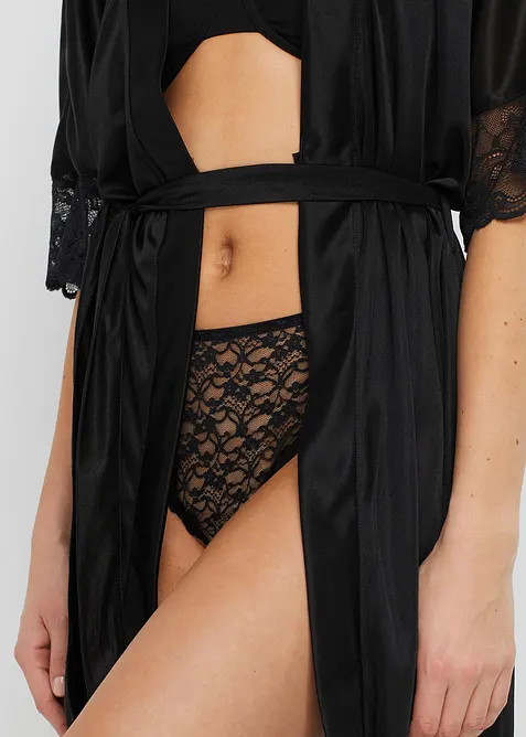 Lot de 3 slips Maxi échancrés en dentelle recyclée, bonprix