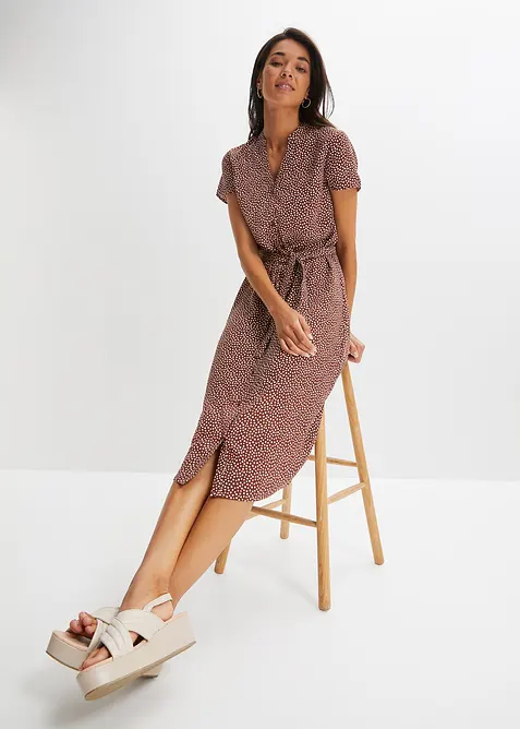 Robe-chemise &agrave; pois, bonprix