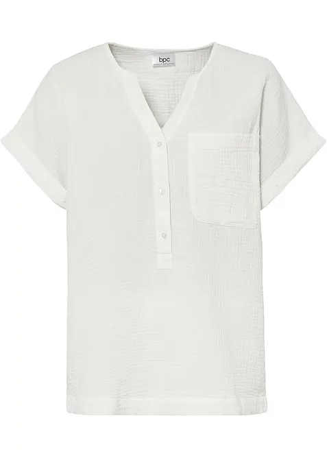 Blouse manches courtes en gaze de coton, bonprix
