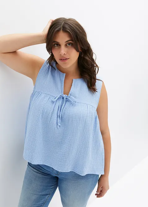 Blouse sans manches en gaze de coton, bonprix