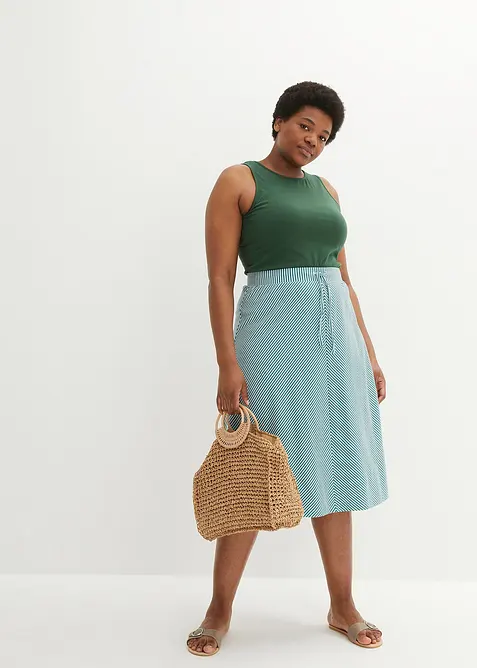 Jupe en jersey &agrave; rayures, longueur genou, bonprix