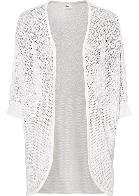 Gilet long en maille ajourée, bonprix