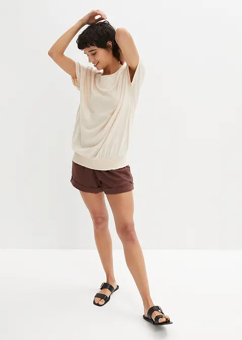 T-shirt en fil flammé avec base smockée, bonprix